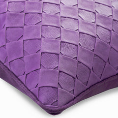 Purple Leather Weave - Purple Faux Leather Throw Pillow Cover