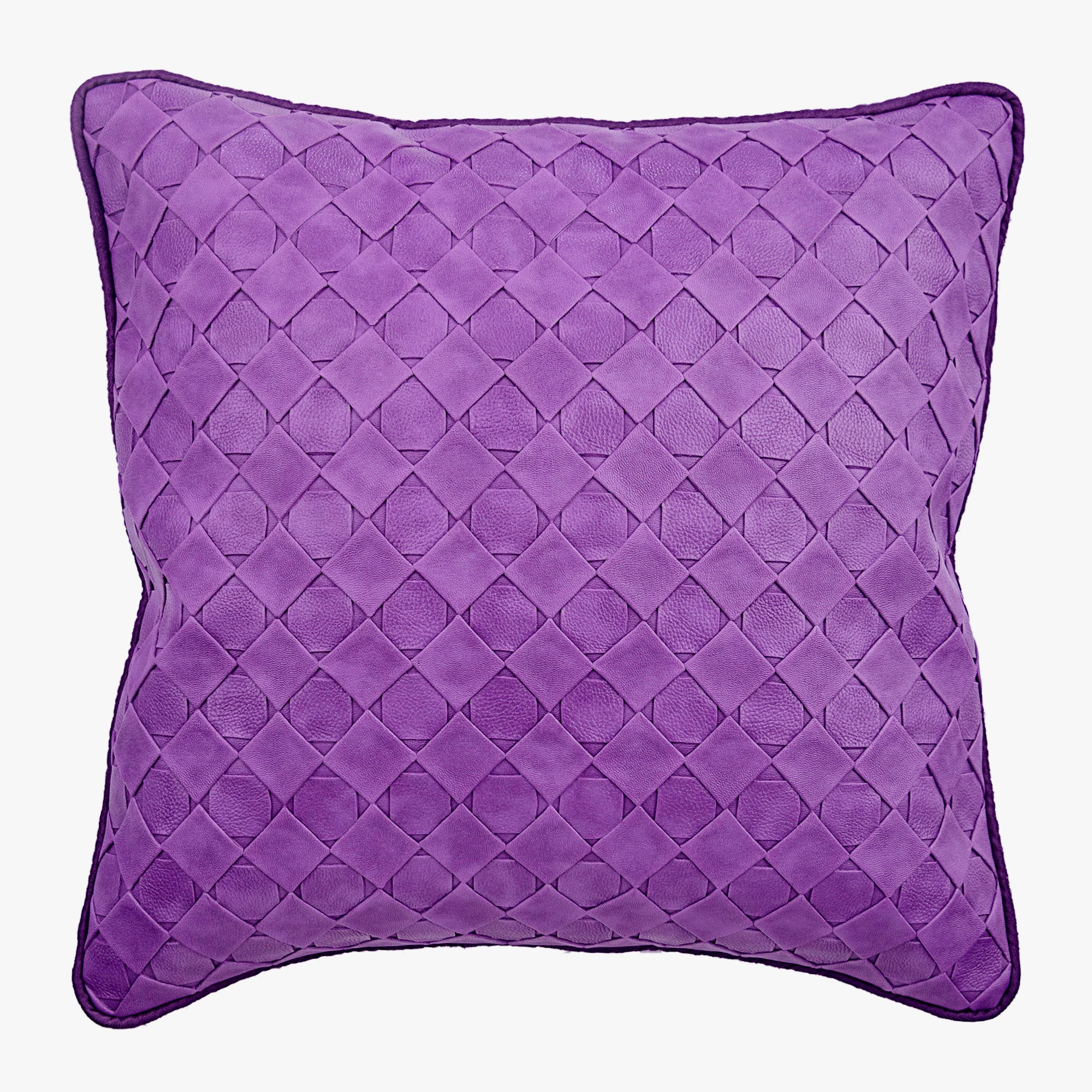 Purple Leather Weave Pillow Cover