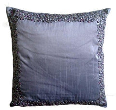 Royal Blue Silver - Royal Blue Art Silk Decorative Euro Sham