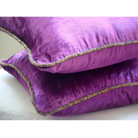 Purple Shimmer - Purple Velvet Decorative Euro Sham