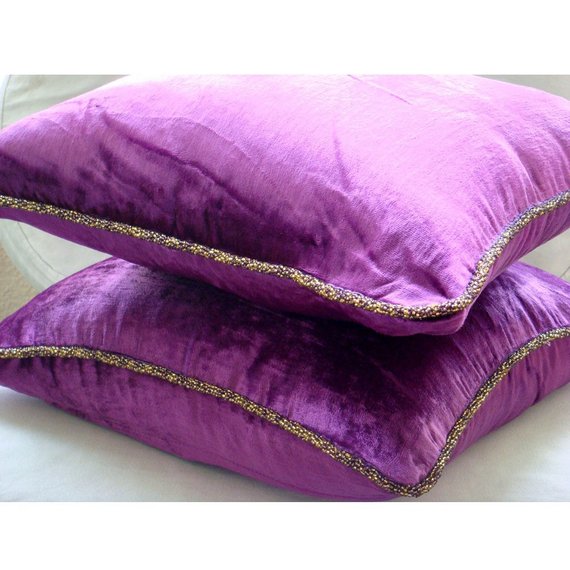 Purple Shimmer - Purple Velvet Throw Pillow Cover
