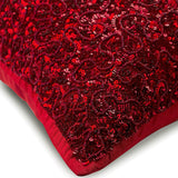 Red Glitterati - Red Silk Throw Pillow Cover