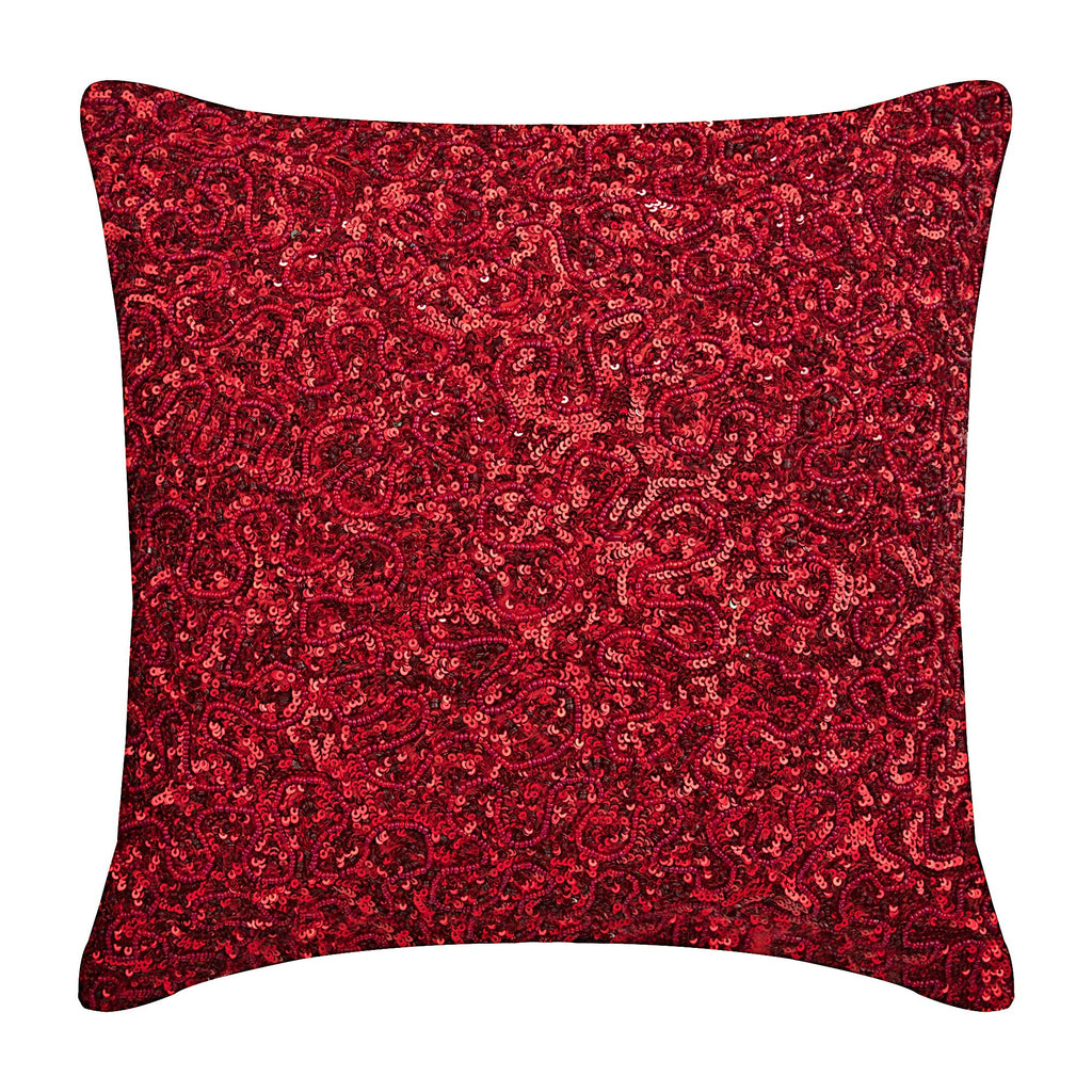 Red Glitterati - Red Silk Decorative Euro Sham