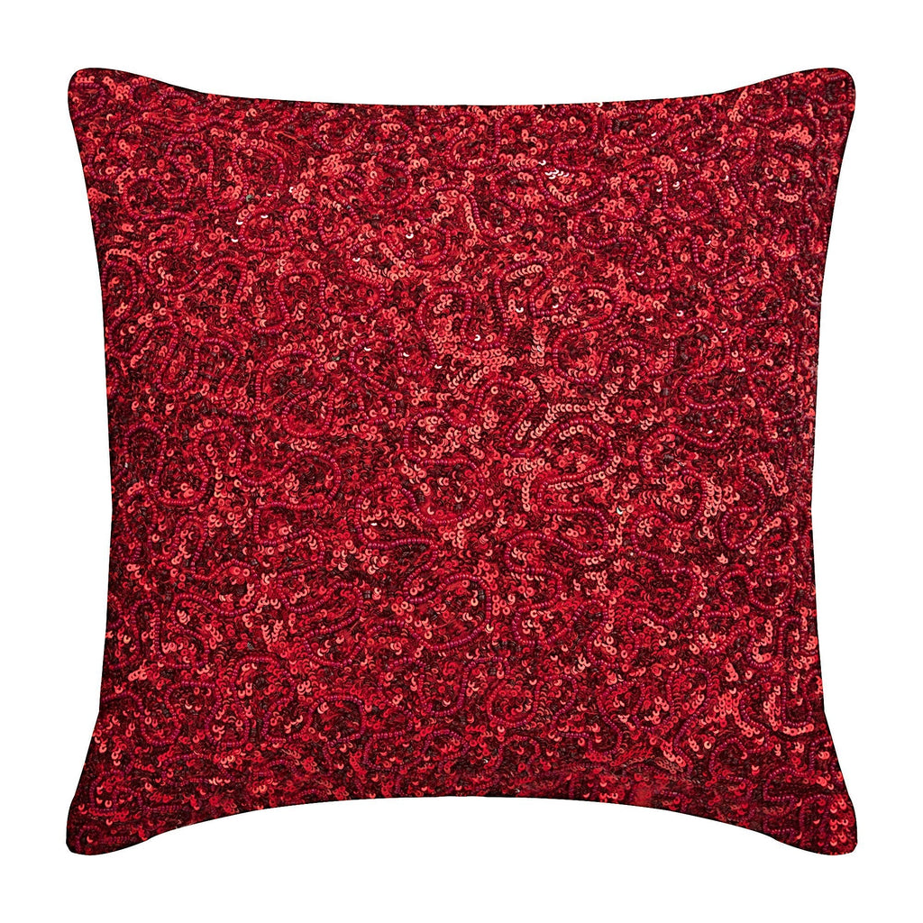 Red Glitterati - Red Silk Decorative Euro Sham