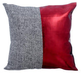 Red Light - Metallic Red Faux Leather Decorative Euro Sham
