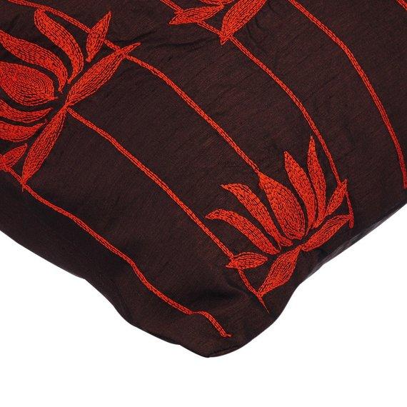 Red Lotuses Silk Decorative Euro Sham