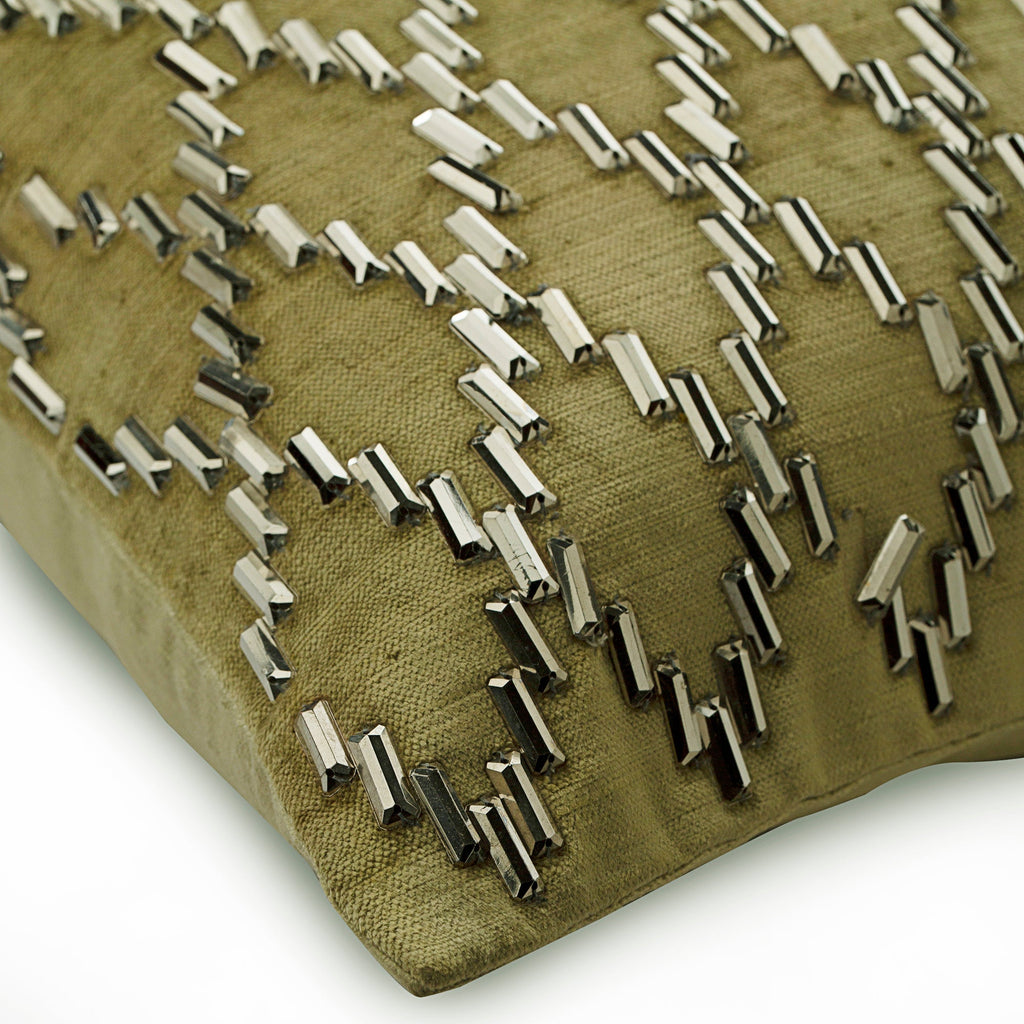 Rhinestone Jaal - Sage Green Velvet Decorative Euro Sham