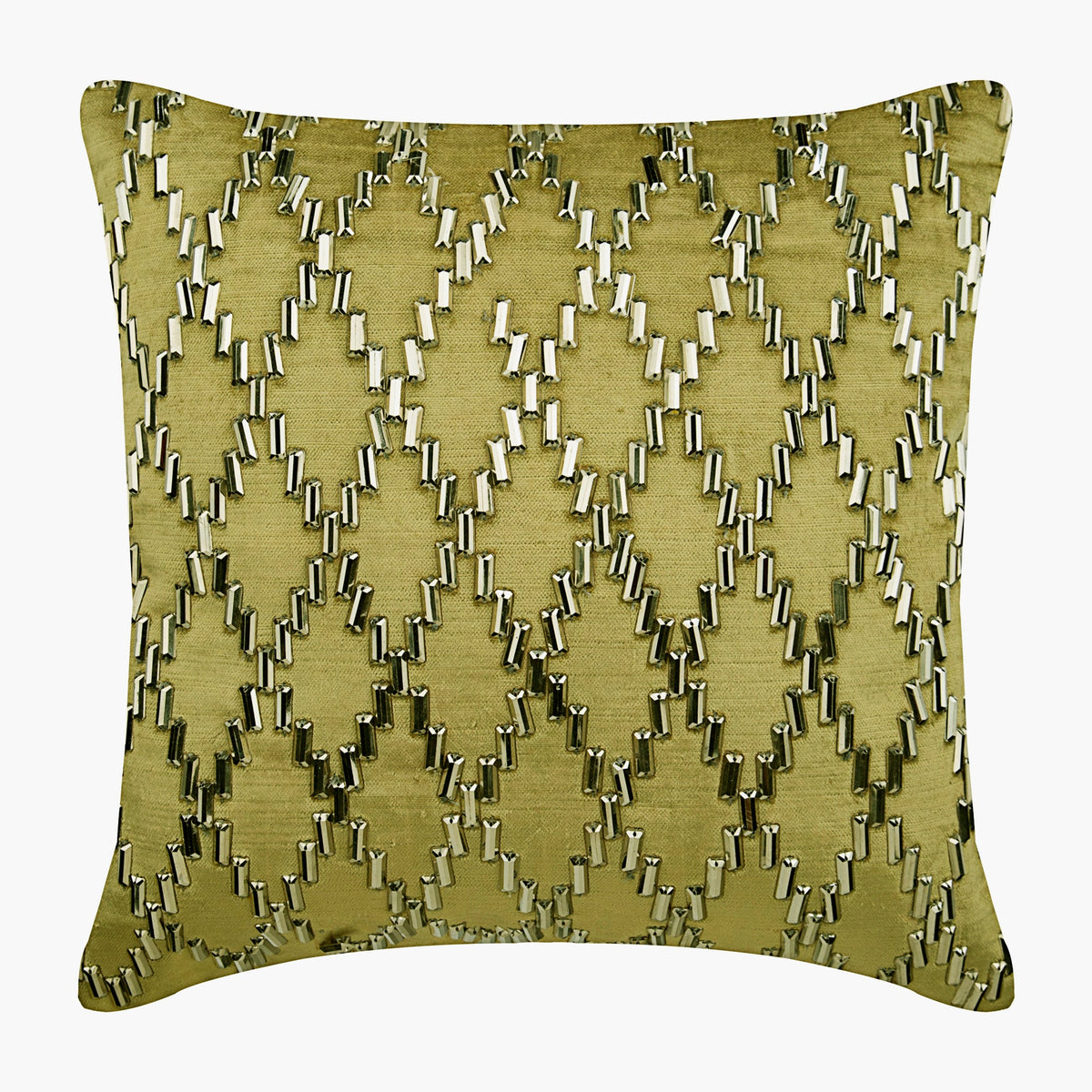 Rhinestone Jaal - Sage Green Velvet Decorative Euro Sham