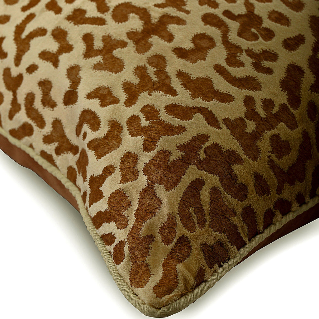 Roar - Beige Velvet Decorative Euro Sham