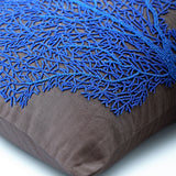 Royal Blue Sea Weeds - Blue Cotton Linen Throw Pillow Cover