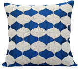 Aladdin - Navy Blue Art Silk Throw Pillow Cover
