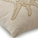 Royal Sea Shell - Beige Cotton Linen Throw Pillow Cover