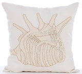 Royal Sea Shell - Beige Cotton Linen Decorative Euro Sham