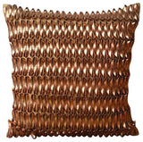 Gold N Copper Tan - Gold & Copper Faux Leather Throw Pillow Cover