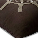 Sailboat Wheel - Brown Linen Decorative Euro Sham