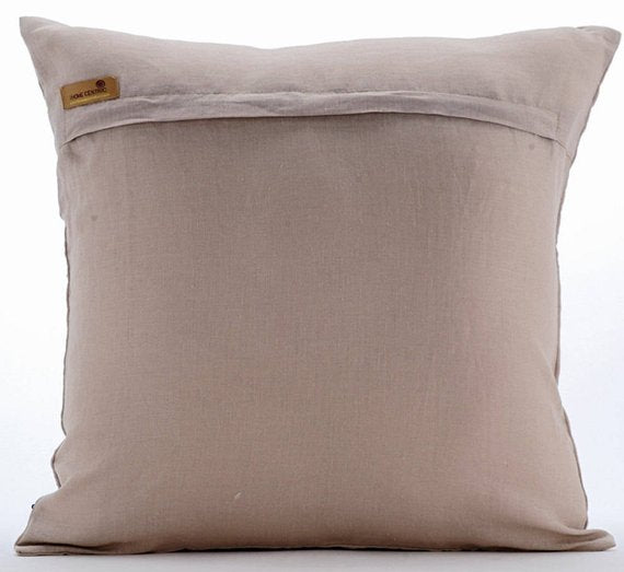 Sea Shrub - Mocha Cotton Linen Throw Pillow Cover