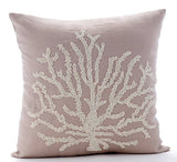 Sea Shrub - Mocha Cotton Linen Decorative Euro Sham