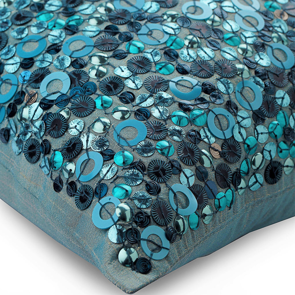 Sea The Dream - Blue Art Silk Decorative Euro Sham