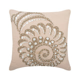 Shell Burst - Beige Cotton Linen Throw Pillow Cover