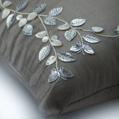 Silver Beauty - Silver Art Silk Decorative Euro Sham