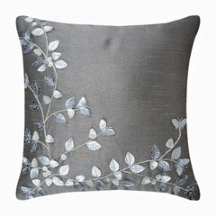 Silver Beauty - Silver Art Silk Decorative Euro Sham
