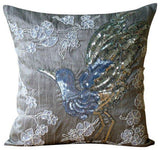 Colorful Birdy - Pink Art Silk Throw Pillow Cover