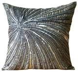 Gold Bloom - Brown & Gold Art Silk Throw Pillow Cover