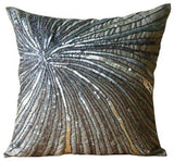 Gold Bloom - Brown & Gold Art Silk Decorative Euro Sham