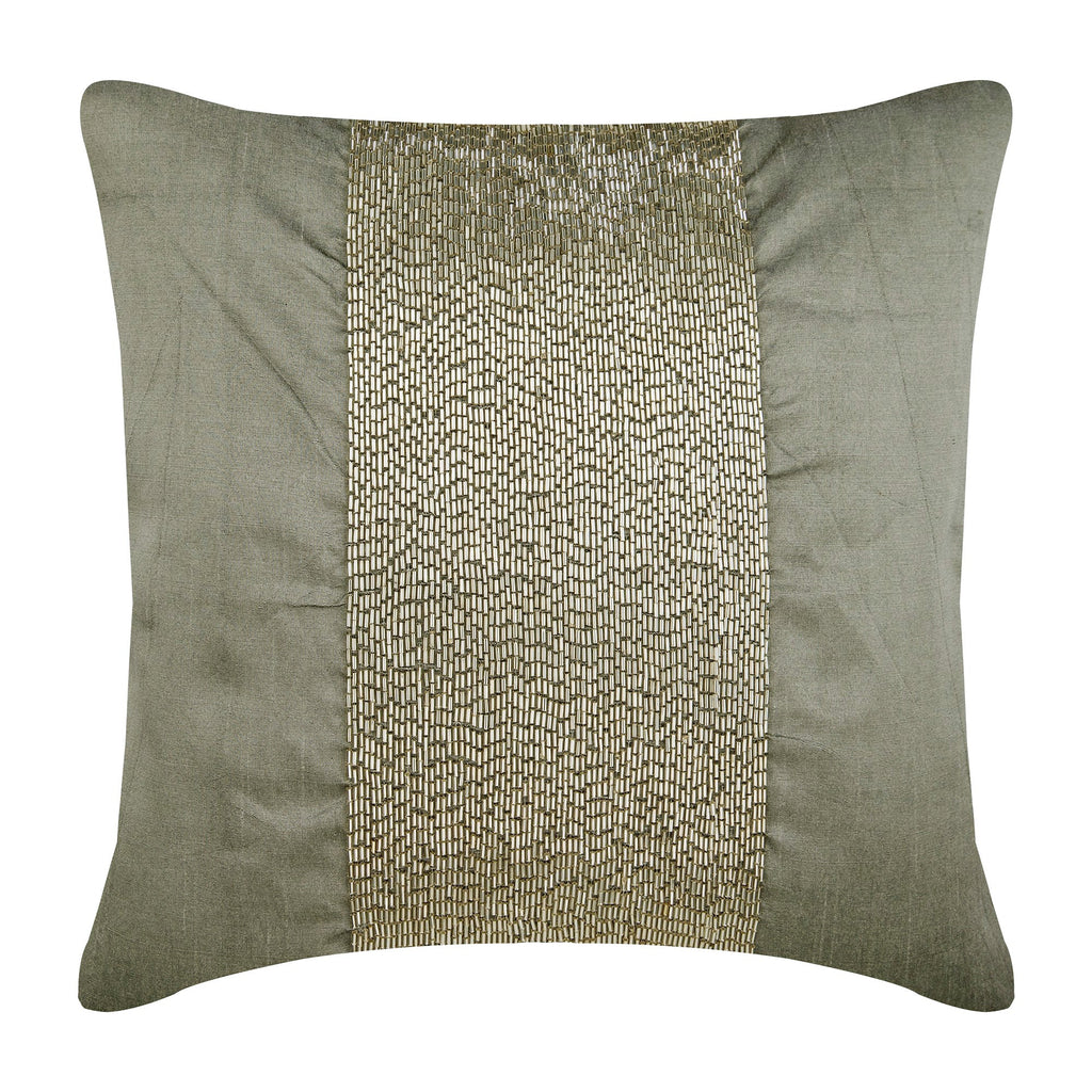 Gunmetal Center - Gray Art Silk Throw Pillow Cover