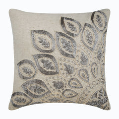 Silver Charmer - Beige Linen Decorative Euro Sham