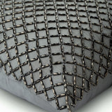 Silver Checkered - Silver Taffeta Decorative Euro Sham