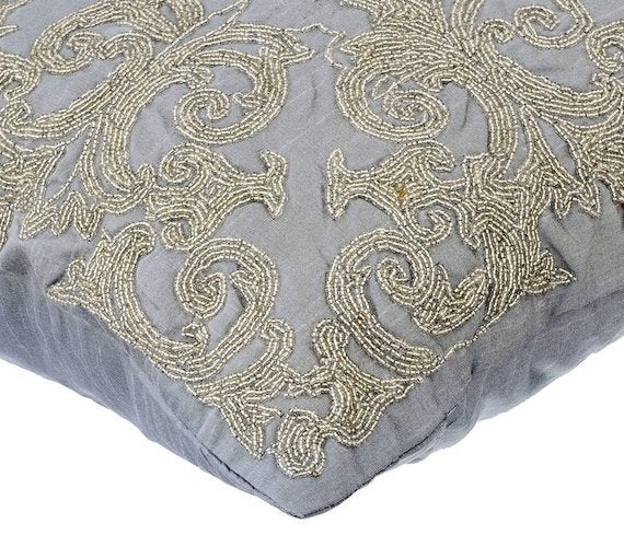 Silver Forever Victorian Throw Pillow Cover