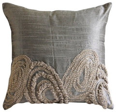 Silver Jute - Silver Art Silk Decorative Euro Sham