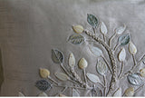 Silver Leaf - Silver Beige Art Silk Decorative Euro Sham