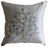 Silver Leaf Pillow Cover