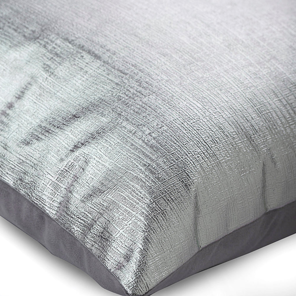 Silver Leather Strokes - Silver Faux Leather Decorative Euro Sham