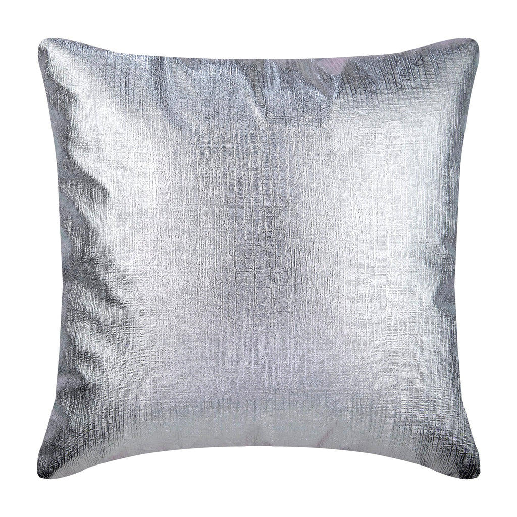 Silver Leather Strokes - Silver Faux Leather Decorative Euro Sham