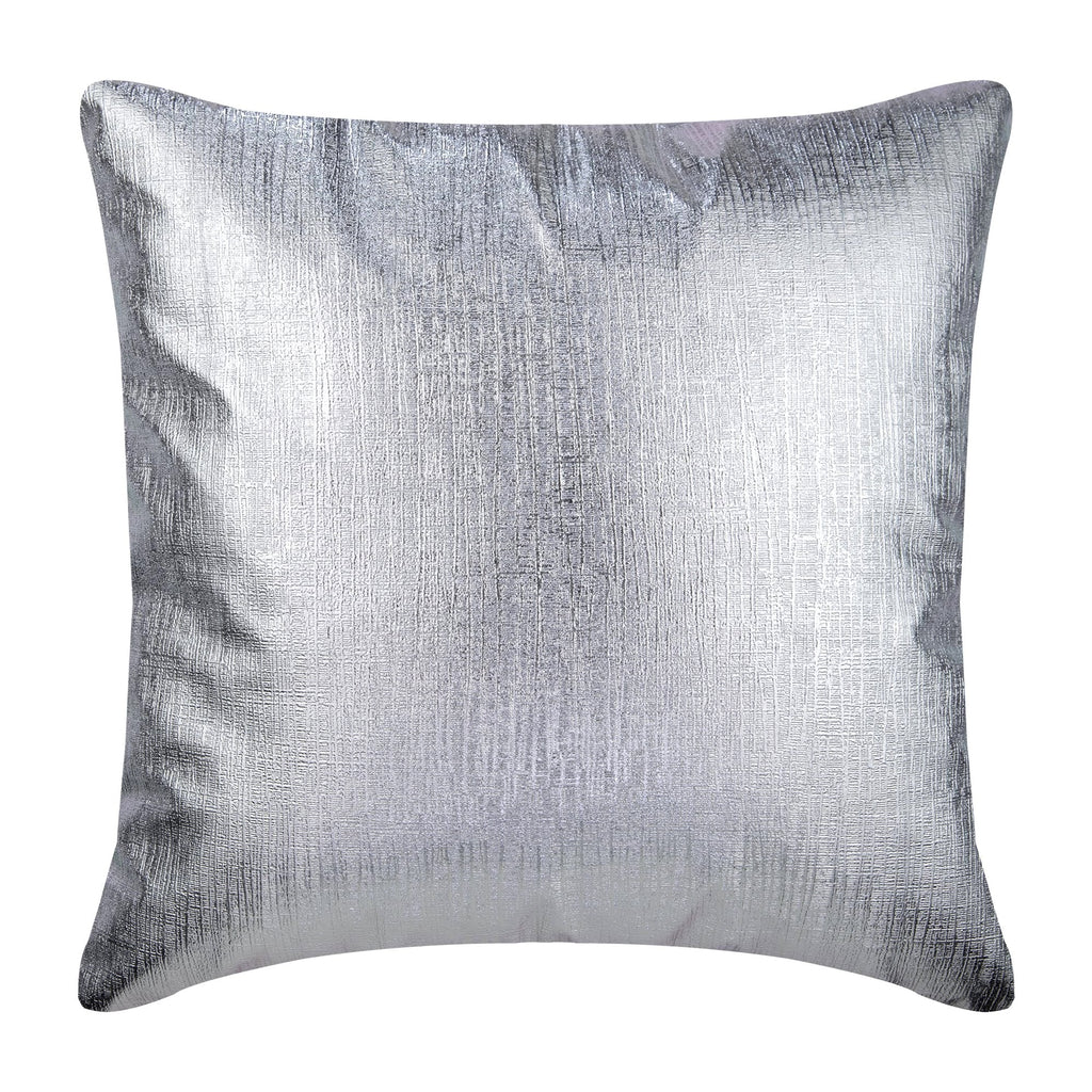 Silver Leather Strokes - Silver Faux Leather Decorative Euro Sham
