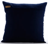Silver Magnolia - Navy Blue Cotton Linen Throw Pillow Cover