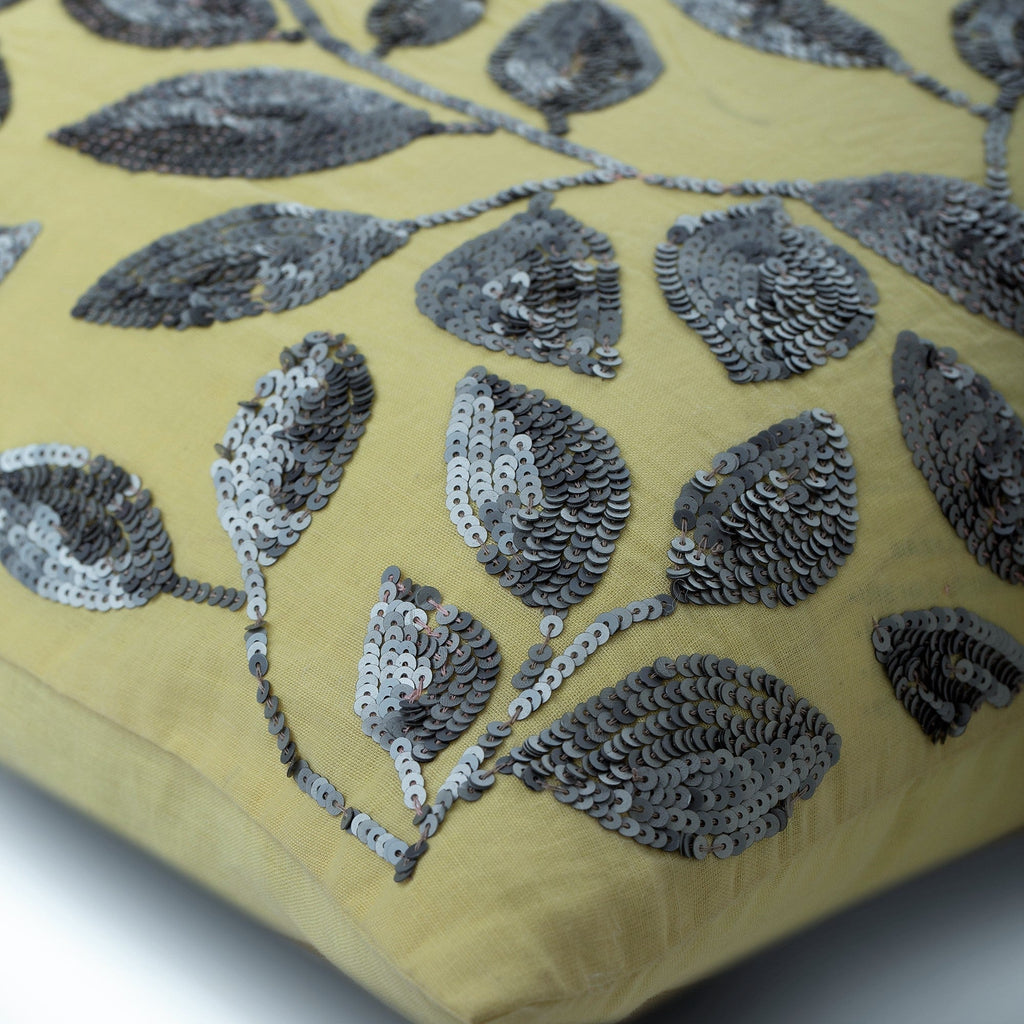 Wintry Blue Leaves - Blue Art Silk Throw Pillow Cover