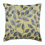 Rainy Blue Leaves - Mocha Cotton Linen Throw Pillow Cover