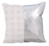 Dull Silver N Half - White Faux Leather Decorative Euro Sham