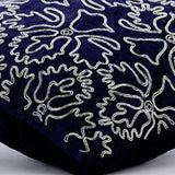 Silver Periwinkle - Navy Blue Velvet Decorative Euro Sham