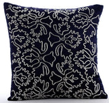 Silver Periwinkle - Navy Blue Velvet Decorative Euro Sham