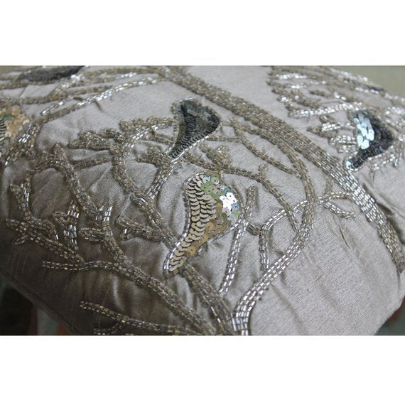 Silver Pigeons Gray Throw Pillow Cover