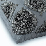 Silver Round Leaves - Silver Art Silk Decorative Euro Sham
