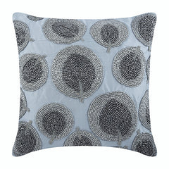 Silver Round Leaves - Silver Art Silk Decorative Euro Sham