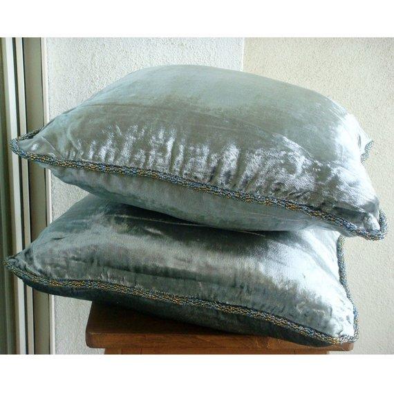 Silver Shimmer - Silver Velvet Decorative Euro Sham