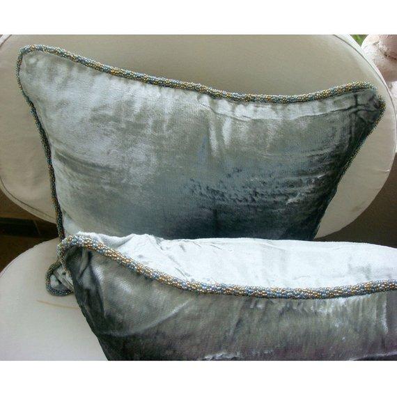 Silver Shimmer - Silver Velvet Decorative Euro Sham