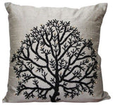 Tree Of Life - Green Art Silk Throw Pillow Cover